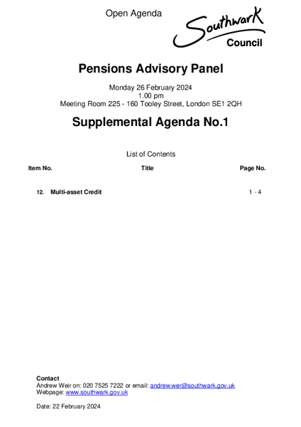 Supplementary Agenda 26 February 2024